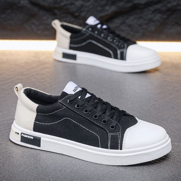 Youth Men's Canvas Sneakers Man - Fashion Casual Breathable PU Leather Shoes Viatu vya Kiume with Wear-Resistant Rubber Sole, Non-Slip & Airflow Enhanced for Urban Street Daily Commut