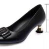 Women's 5CM Cortical Work Pumps - Office-Ready Wineglass Heel Shoes with Round Toe & Cushioned Insole for Nairobi Businesswomen, Orthopedic Design in Premium Black Soft Leather