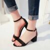 Women's Suede Mid-Heel Platform Sandals - Sexy Open-Toe Roman Holiday Shoes with Chunky Heel & Single Strap for African Beach Party/Urban Streetwear