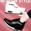 Women's Height Increasing Casual Shoes - Fashion Thick-Sole Platform Leather Sneakers with Soft Cushion, Versatile Sports-Inspired Design for Daily Wear (Trendy & Breathable)