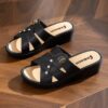 Heel 5CM  Women's High Heel Slippers - Thick Sole Soft Bottom Sandals for Summer Outdoor & Home Wear, Anti-Slip Comfortable Social Wedge Shoes for Moms