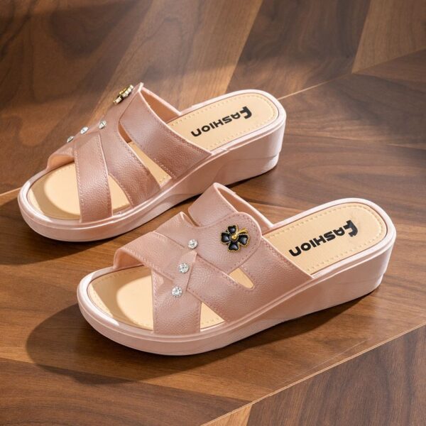 Heel 3CM Women's High Heel Slippers - Thick Sole Soft Bottom Sandals for Summer Outdoor & Home Wear, Anti-Slip Comfortable Social Wedge Shoes (Runs Small - Size Up 1)  (FBK delivery 2-6 days)discount