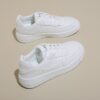 Women's Color Block White Sneakers - Thick Sole Casual Shoes for Students, Trendy Korean & Japanese Style Daily Wear (Breathable) - 2 Women's Color Block White Sneakers - Thick Sole Casual Shoes for Students, Trendy Korean & Japanese Style Daily Wear (Breathable)