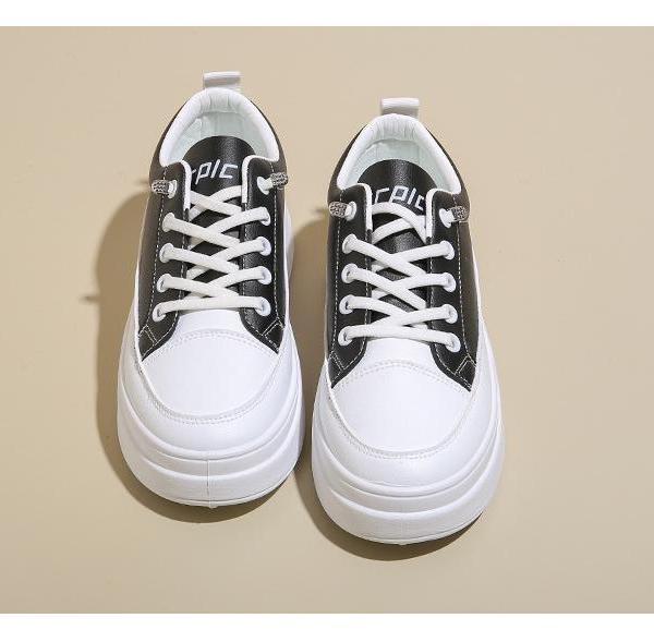 Women's White Platform Sneakers - Breathable Casual Shoes for Students, Trendy Korean Style Loafer with Height Increasing Comfort