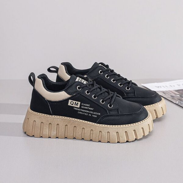 Women's White Sneakers - Korean Style Instagram Fashion Thick-Sole Platform Sports & Running Shoes for Students, Height Increasing Casual Lightweight Design - 2 Women's White Sneakers - Korean Style Instagram Fashion Thick-Sole Platform Sports & Running Shoes for Students, Height Increasing Casual Lightweight Design