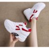 Ladies Height-Increasing Women Sneakers – White-Red Breathable Casual Shoes with Comfortable Fit – Daily Fashion