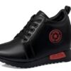 Women's Height Increasing Casual Shoes - Fashion Thick-Sole Platform Leather Sneakers with Soft Cushion, Versatile Sports-Inspired Design for Daily Wear