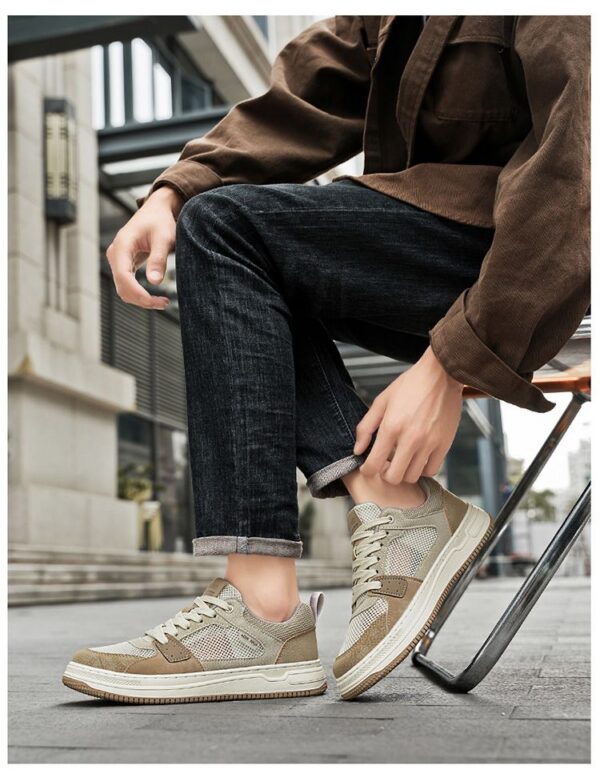 Youth Men's Student Campus Sneakers Man - Trendy Sports Casual Shoes Viatu vya Kiume with Non-Slip & Wear-Resistant Rubber Sole & PU Lace-Up for Street Fashion