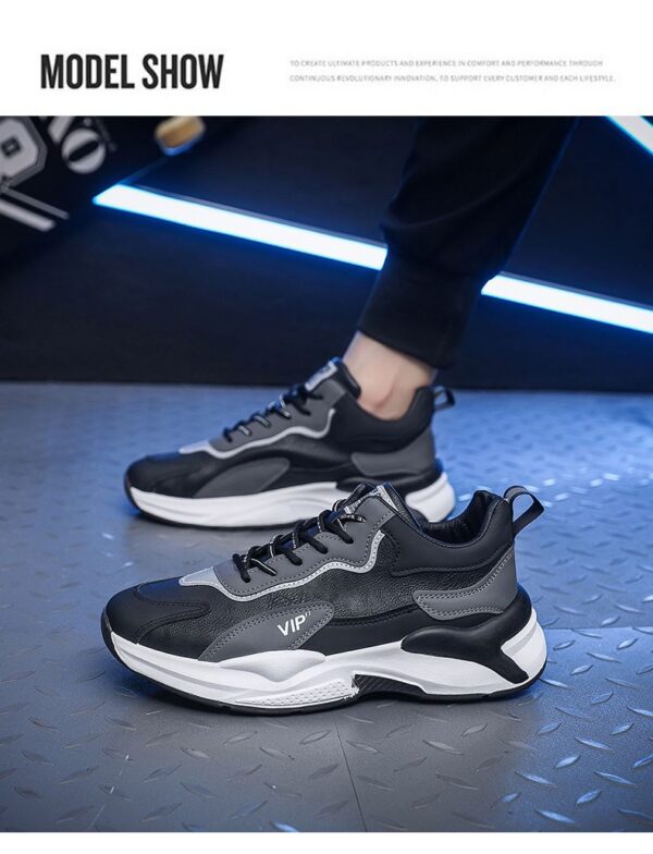 Youth Men's Trendy Sports Sneakers Man - Non-Slip & Wear-Resistant Rubber Sole PU Shoes Viatu vya Kiume with Lace-Up for Casual Street Style