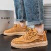 New Men's Suede Leather Sneakers Man - Casual Versatile Rubber Sole Shoes Viatu vya Kiume with Waterproof & Non-Slip & Wear-Resistant for Fashionable Streetwear