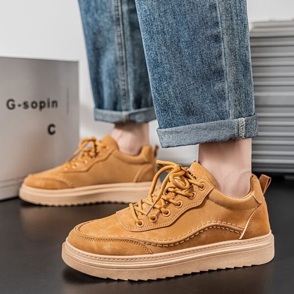 New Men's Suede Leather Sneakers Man - Casual Versatile Rubber Sole Shoes Viatu vya Kiume with Waterproof & Non-Slip & Wear-Resistant for Fashionable Streetwear
