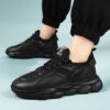 Hot Youth Men's Chunky Sports Sneakers Man - New Breathable Mesh PU Shoes Viatu vya Kiume with Non-Slip & Wear-Resistant Rubber Sole & Lace-Up for Casual Versatile Street Fashion