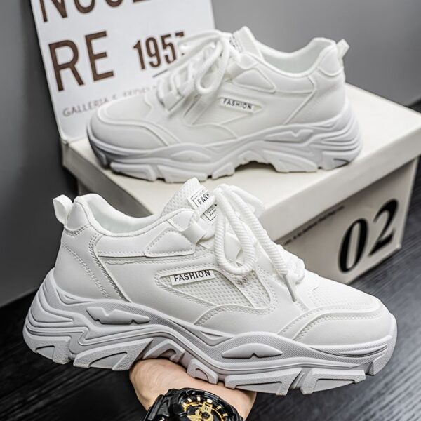 Hot Youth Men's Chunky Platform Sneakers Man - Breathable Mesh PU Casual Shoes Viatu vya Kiume with Non-Slip & Wear-Resistant Rubber Sole for Versatile Street Fashion