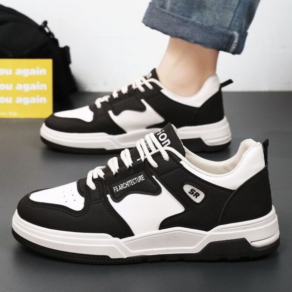 New Youth Men's Casual Sneakers Man -   Waterproof & Non-Slip & Wear-Resistant PU Shoes Viatu vya Kiume with Rubber Sole & Lace-Up for Versatile Street