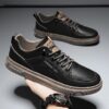 New Youth Men's Slip-On Sneakers Man - Black & White Versatile PU Shoes Viatu vya Kiume with Non-Slip & Wear-Resistant Rubber Sole for Casual Street Fashion