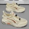 Youth Men's Casual Sneakers Man - Black Versatile Breathable Mesh PU Shoes Viatu vya Kiume with Non-Slip & Wear-Resistant Rubber Sole for Urban Street Style