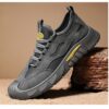 New Youth Men's Casual Sports Sneakers Man - Grey Breathable Mesh PU Shoes Viatu vya Kiume with Non-Slip & Wear-Resistant Rubber Sole & Lace-Up for Urban Street