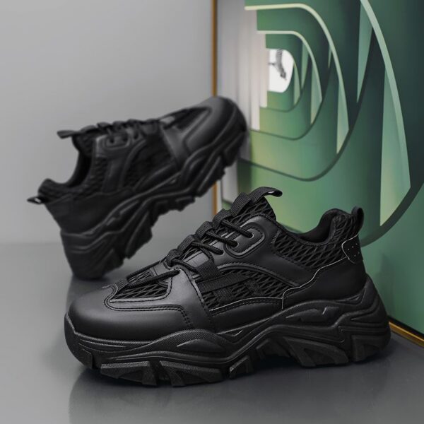 Hot Youth Men's Mesh Sneakers Man - Black Breathable PU Shoes Viatu vya Kiume with Non-Slip & Wear-Resistant Rubber Sole for Student Campus Street Style - 3 Hot Youth Men's Mesh Sneakers Man - Black Breathable PU Shoes Viatu vya Kiume with Non-Slip & Wear-Resistant Rubber Sole for Student Campus Street Style