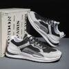 Youth Men's Casual Sneakers Man - Black Breathable PU Leather Shoes Viatu vya Kiume with Non-Slip & Wear-Resistant Sole for Student Campus Street Style