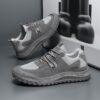 Youth Men's Casual Sports Sneakers Man - Grey Versatile Breathable PU Leather Shoes Viatu vya Kiume with Non-Slip Wear-Resistant Rubber Sole & Lace-Up for Urban Street Fashion