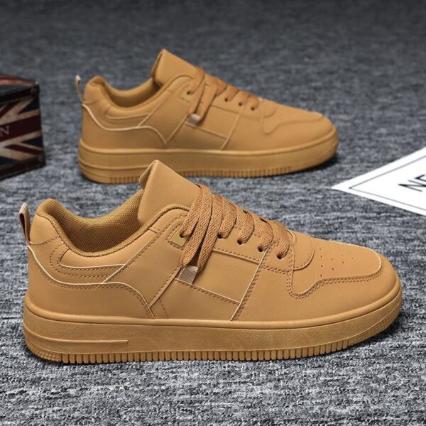 Youth Men's Casual Sports Sneakers Man - Black Fashion PU Leather Shoes Viatu vya Kiume with Non-Slip Wear-Resistant Rubber Sole & Lace-Up for Urban Street Style - 3 Youth Men's Casual Sports Sneakers Man - Black Fashion PU Leather Shoes Viatu vya Kiume with Non-Slip Wear-Resistant Rubber Sole & Lace-Up for Urban Street Style
