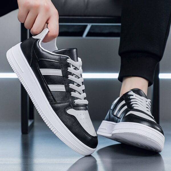 Hot New Men's Casual Platform Sneakers Man - Black Waterproof & Non-Slip PU Leather Shoes Viatu vya Kiume with Wear-Resistant Rubber Sole for Urban Street Fashion - 3 Hot New Men's Casual Platform Sneakers Man - Black Waterproof & Non-Slip PU Leather Shoes Viatu vya Kiume with Wear-Resistant Rubber Sole for Urban Street Fashion