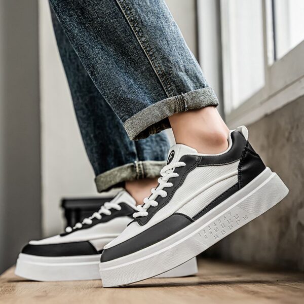 Youth Men's Casual Platform Sneakers Man - Breathable Non-Slip PU Leather Shoes Viatu vya Kiume with Wear-Resistant Rubber Sole, Trendy Fashion for Urban Street Style