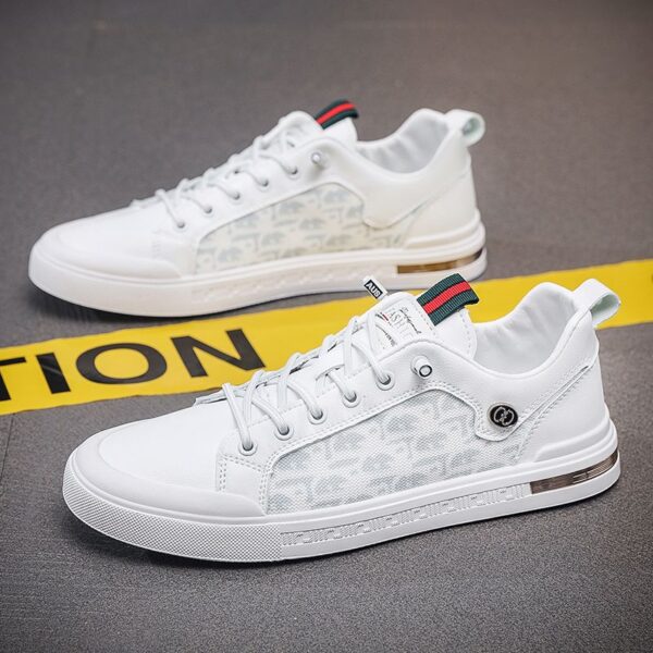 Hot Men's Dad Sneakers Man - White Breathable Mesh PU Leather Shoes Viatu vya Kiume with Non-Slip Wear-Resistant Rubber Sole, Trendy Fashion for Student Campus & Street Style