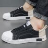 Youth Men's Canvas Sneakers Man - Fashion Casual Breathable PU Leather Shoes Viatu vya Kiume with Wear-Resistant Rubber Sole, Non-Slip & Airflow Enhanced for Urban Street Daily Commut