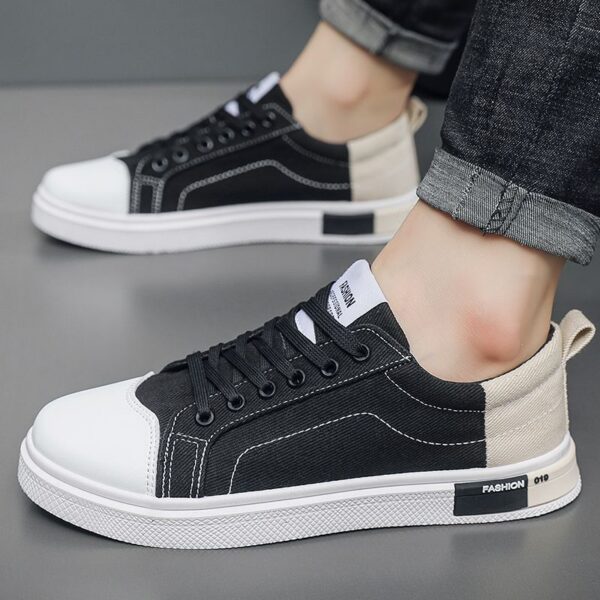 Youth Men's Canvas Sneakers Man - Fashion Casual Breathable PU Leather Shoes Viatu vya Kiume with Wear-Resistant Rubber Sole, Non-Slip & Airflow Enhanced for Urban Street Daily Commut