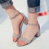 Women's Suede Mid-Heel Platform Sandals - Sexy Open-Toe Roman Holiday Shoes with Chunky Heel & Single Strap for African Beach Party/Urban Streetwear