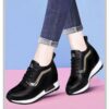 Women's Height Increasing Casual Shoes - Fashion Thick-Sole Platform Leather Sneakers with Soft Cushion, Versatile Sports-Inspired Design for Daily Wear (Trendy & Breathable)