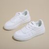 Women's Color Block White Sneakers - Thick Sole Casual Shoes for Students, Trendy Korean & Japanese Style Daily Wear (Breathable) - 3 Women's Color Block White Sneakers - Thick Sole Casual Shoes for Students, Trendy Korean & Japanese Style Daily Wear (Breathable)
