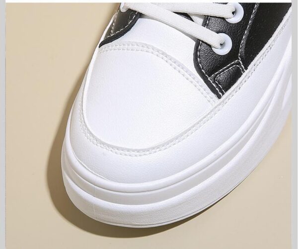 Women's White Platform Sneakers - Breathable Casual Shoes for Students, Trendy Korean Style Loafer with Height Increasing Comfort
