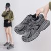 Women's Chunky Sneakers - Korean Style Thick-Sole Platform Casual Sports Shoes for Students, Versatile Breathable Running Shoes with Height Increasing Design