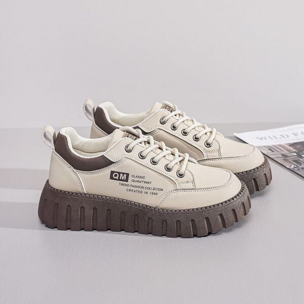 Women's White Sneakers - Korean Style Instagram Fashion Thick-Sole Platform Sports & Running Shoes for Students, Height Increasing Casual Lightweight Design - 3 Women's White Sneakers - Korean Style Instagram Fashion Thick-Sole Platform Sports & Running Shoes for Students, Height Increasing Casual Lightweight Design