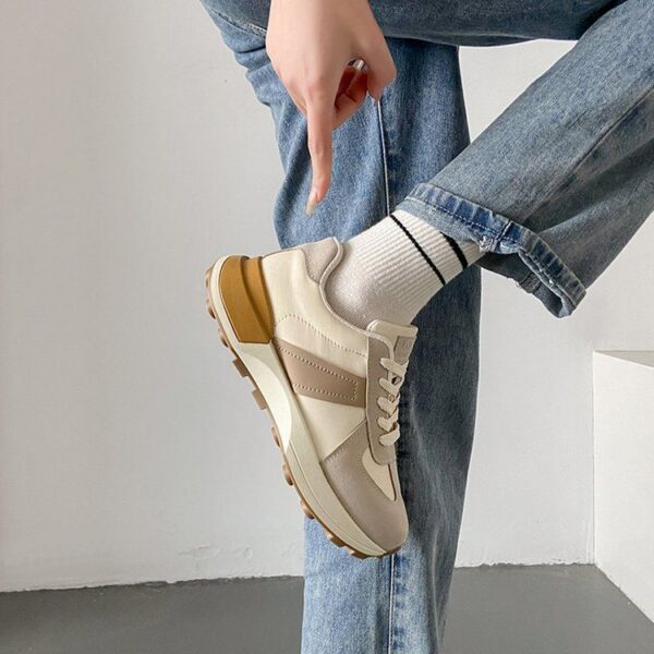 Women's Red Chunky Sneakers - Color-Block Thick-Sole Platform Casual Sports Shoes, Retro Running Style Versatile Footwear (Best Seller) - 3 Women's Red Chunky Sneakers - Color-Block Thick-Sole Platform Casual Sports Shoes, Retro Running Style Versatile Footwear (Best Seller)
