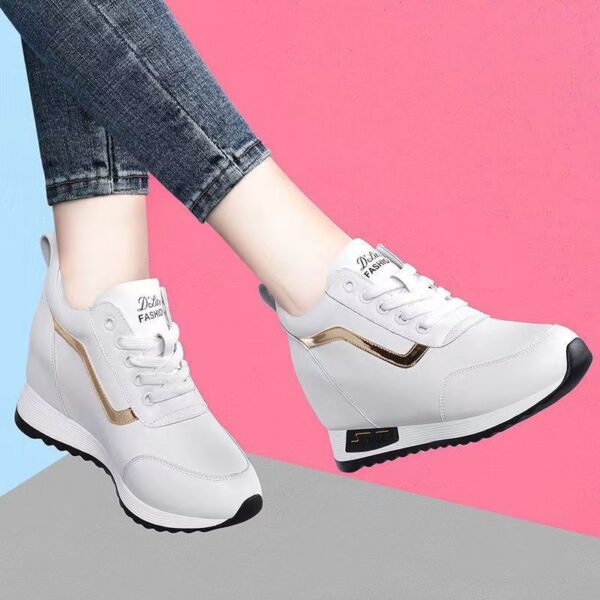 Women's Height Increasing Casual Shoes - Fashion Thick-Sole Platform Leather Sneakers with Soft Cushion, Versatile Sports-Inspired Design for Daily Wear (Trendy & Breathable) - 3 Women's Height Increasing Casual Shoes - Fashion Thick-Sole Platform Leather Sneakers with Soft Cushion, Versatile Sports-Inspired Design for Daily Wear (Trendy & Breathable)