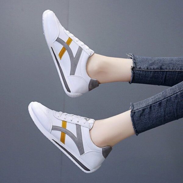 Women's White Casual Sneakers - Thick Sole Lightweight Shoes for Outdoor & Daily Wear, Trendy Spring 2024 Fashion All-Season Comfort - 4 Women's White Casual Sneakers - Thick Sole Lightweight Shoes for Outdoor & Daily Wear, Trendy Spring 2024 Fashion All-Season Comfort