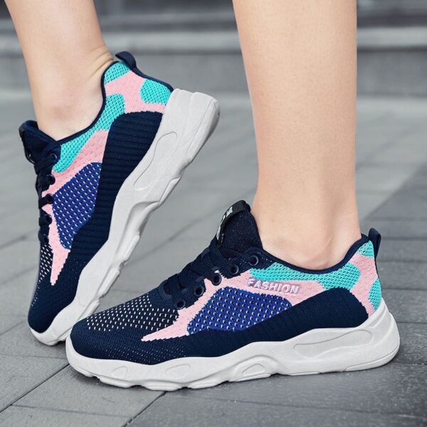 Women's Fashion Sneakers - Soft Sole Breathable Knit Running Shoes for Casual & Sports, Trendy Pastel Colors All-Season Comfort