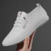 Men's Fashion Casual Shoes - Soft Sole Slip-On Leather Sneakers for Business & Daily Wear, Trendy White Shoes All-Season Comfor - 4 Men's Fashion Casual Shoes - Soft Sole Slip-On Leather Sneakers for Business & Daily Wear, Trendy White Shoes All-Season Comfor