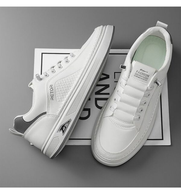 Men's Casual Shoes men - Breathable White Sneakers with Thick Sole, Trendy Sports Loafers for Outdoor & Daily Wear - 4 Men's Casual Shoes men - Breathable White Sneakers with Thick Sole, Trendy Sports Loafers for Outdoor & Daily Wear