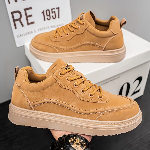 New Men's Suede Leather Sneakers Man - Casual Versatile Rubber Sole Shoes Viatu vya Kiume with Waterproof & Non-Slip & Wear-Resistant for Fashionable Streetwear