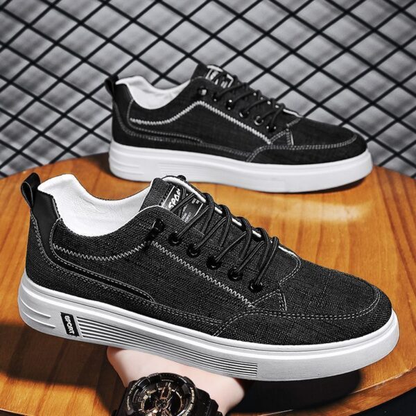 Youth Men's Canvas Sneakers Man - Trendy Versatile Breathable PU Shoes Viatu vya Kiume with Non-Slip Wear-Resistant Rubber Sole & Lace-Up for Urban Street Style - 4 Youth Men's Canvas Sneakers Man - Trendy Versatile Breathable PU Shoes Viatu vya Kiume with Non-Slip Wear-Resistant Rubber Sole & Lace-Up for Urban Street Style