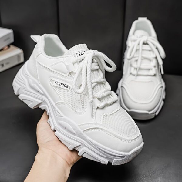 Hot Youth Men's Chunky Platform Sneakers Man - Breathable Mesh PU Casual Shoes Viatu vya Kiume with Non-Slip & Wear-Resistant Rubber Sole for Versatile Street Fashion