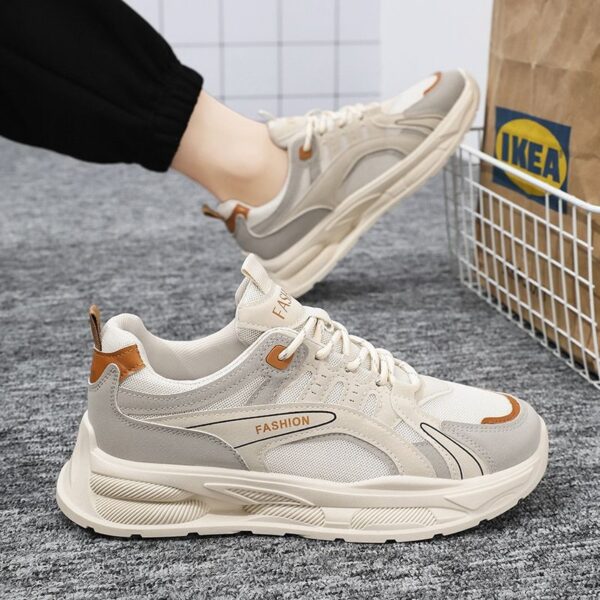 Youth Men's Running Sports Sneakers Man Versatile Breathable Mesh Shoes Viatu vya Kiume with Non-Slip & Wear-Resistant Rubber Sole & Lace-Up for Casual Fashion