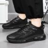 Hot Youth Men's Chunky Sneakers Man - Black Versatile Breathable Mesh Shoes Viatu vya Kiume with Non-Slip & Wear-Resistant Rubber Sole & Lace-Up for Urban - 4 Hot Youth Men's Chunky Sneakers Man - Black Versatile Breathable Mesh Shoes Viatu vya Kiume with Non-Slip & Wear-Resistant Rubber Sole & Lace-Up for Urban