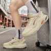 Youth Men's Casual Sneakers Man - Black Versatile Breathable Mesh PU Shoes Viatu vya Kiume with Non-Slip & Wear-Resistant Rubber Sole for Urban Street Style