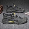 New Youth Men's Casual Sports Sneakers Man - Grey Breathable Mesh PU Shoes Viatu vya Kiume with Non-Slip & Wear-Resistant Rubber Sole & Lace-Up for Urban Street