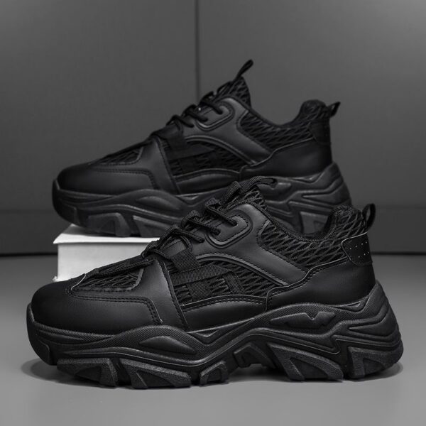 Hot Youth Men's Mesh Sneakers Man - Black Breathable PU Shoes Viatu vya Kiume with Non-Slip & Wear-Resistant Rubber Sole for Student Campus Street Style - 4 Hot Youth Men's Mesh Sneakers Man - Black Breathable PU Shoes Viatu vya Kiume with Non-Slip & Wear-Resistant Rubber Sole for Student Campus Street Style